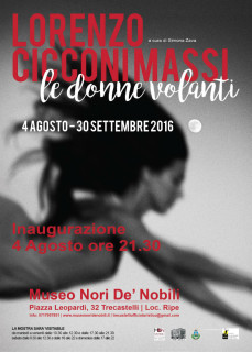 Manifesto della mostra Le donne volanti di Lorenzo Cicconi Massi a Trecastelli