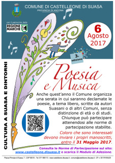 La Locandina della serata "Poesia e Musica" promossa a Castelleone di Suasa
