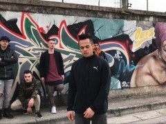 Il rapper di Senigallia Karma sul set di "Voglio una vita diversa"