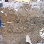 Ritrovamento presso piazza Battisti, l'Ortaccio, di ossa umane sepolte nell'antichità. Foto del centro di cultura popolare di Ostra Vetere
