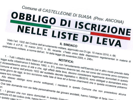 obbligo di iscrizione alle liste di leva