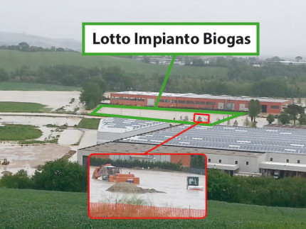 Il lotto di terreno in zona Zipa a Casine di Ostra alluvionato nel maggio 2014: lì è prevista la costruzione dell'impianto a biogas