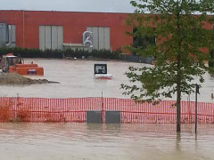 L'area della zipa a Casine d'Ostra durante l'alluvione del maggio 2014