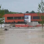 L'area della zipa a Casine d'Ostra durante l'alluvione del maggio 2014