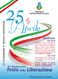 Il manifesto per il 25 aprile 2016 dell'amministrazione comunale di Castelleone di Suasa