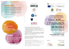 La locandina del X Seminario Internazionale "Educare alla Cittadinanza Mondiale. I nuovi curriculi della scuola" organizzato da CVM – Comunità Volontari nel Mondo