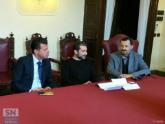 Da sinistra Maurizio Mangialardi, Sergio Canneto e Mauro Pierfederici presentano la stagione cinematografica 2016/17 curata dal circolo Linea d'Ombra a Senigallia