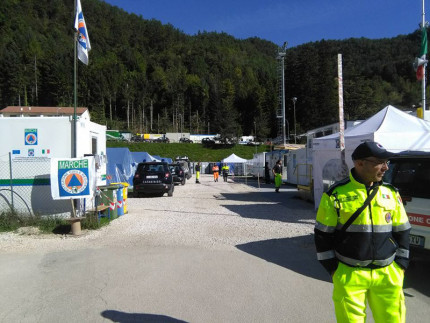 Il campo regionale della Protezione civile nelle zone terremotate del centro Italia