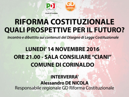 La locandina dell'incontro sulla riforma costituzionale