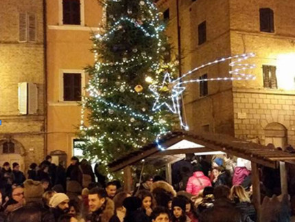 L'albero di natale in piazza della Libertà a Ostra Vetere