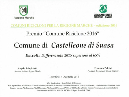 Comune riciclone, attestato