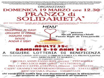 Pranzo di solidarietà per i terremotati