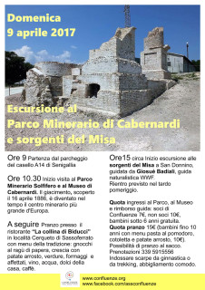 La locandina dell'escursione di Confluenze al parco minerario di Cabernardi