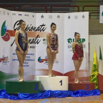 Il podio delle finali regionali dei campionati Uisp di ginnastica ritmica a Jesi