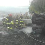 Incendio catasta di legna a Serra de' Conti
