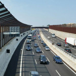 L'autostrada A14 a tre corsie e con barriere antirumore a Senigallia