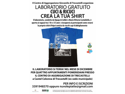 workshop gratuito per imparare a crearsi una tshirt/felpa da un vecchio capo d’abbigliamento