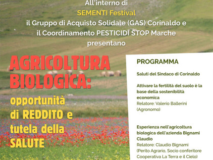 Agricoltura biologica: opportunità di reddito e tutela della salute, a Sementi Festival a Corinaldo