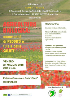 Agricoltura biologica: opportunità di reddito e tutela della salute, a Sementi Festival a Corinaldo - locandina