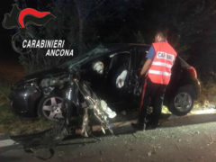 Auto contro alberi: incidente a Casine di Ostra