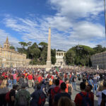 Manifestazione contro il Green Pass a piazza del Popolo a Roma