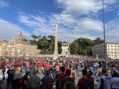 Manifestazione contro il Green Pass a piazza del Popolo a Roma