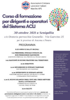 Corso regionale di formazione per dirigenti e operatori ACLI - locandina