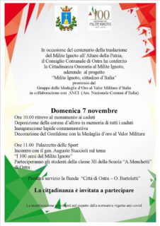 Ostra celebra centenario del Milite Ignoto - locandina