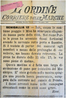 Alluvione Senigallia 11-12 novembre 1896 - Notizia su L'Ordine