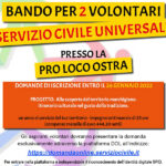 Bando per 2 volonatri Servizio Civile Universale presso la Pro Loco Ostra