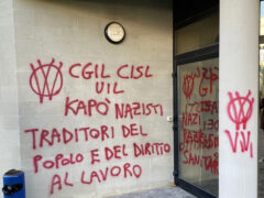 Atti vandalici alla sede della Cgil Marche e della Camera del Lavoro di Ancona