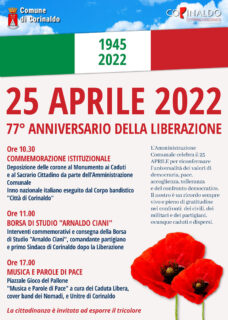 25 Aprile 2022 - Celebrazioni a Corinaldo - locandina