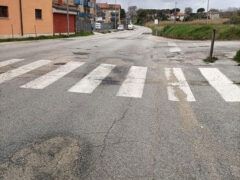 Prima dei lavori di sistemazione della strada Corinaldese a Borgo Ribeca