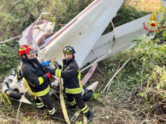 Rimozione ultraleggero caduto nel Cesano a Trecastelli