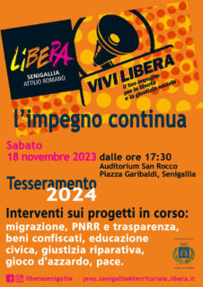 Incontro organizzato dal presidio di Libera a Senigallia il 18 novembre 2023
