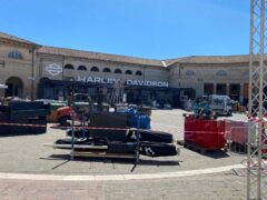 Raduno Harley Davidson: allestimento Foro Annonario
