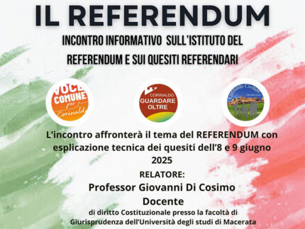 Incontro informativo a Corinaldo sul referendum dell'8 e 9 giugno 2025