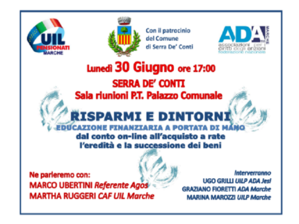 Incontro a Serra de' Conti sull'educazione finanziaria degli anziani