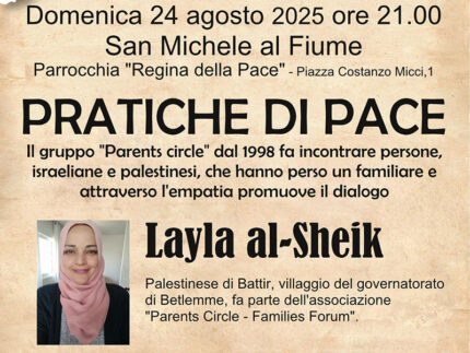 "Pratiche di Pace" incontro con la palestinese Layla al-Sheik