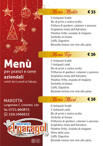 Ristorante El Garagol - Menu per pranzi e cene aziendali Natale 2025