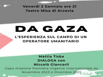 Incontro "Da Gaza" al teatro Misa di Arcevia