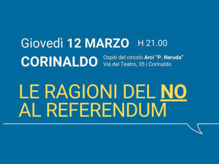 Referendum: incontro a Corinaldo sulle ragioni del No