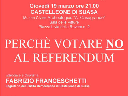 Perchè votare NO al referendum - Incontro a Castelleone di Suasa