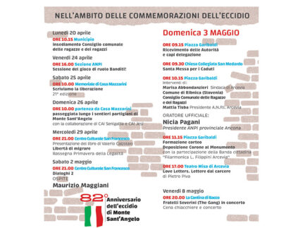 Celebrazioni ad Arcevia tra 25 aprile e 3 maggio 2026
