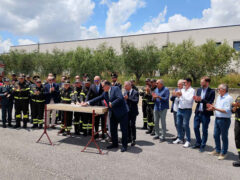 Posa prima pietra nuova sede distaccamento VVFF Arcevia