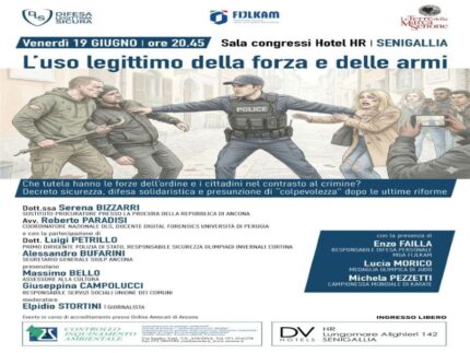 Convegno a Senigallia su tutela legittima delle forze dell'ordine