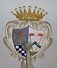 Lo stemma della famiglia Mattei su un soffitto del Palazzo a Barbara
