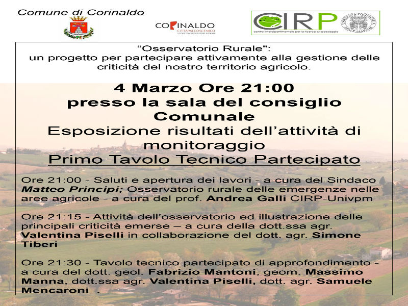 Osservatorio rurale: volantino incontro 4 marzo