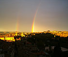 Veduta di Ostra con l'arcobaleno