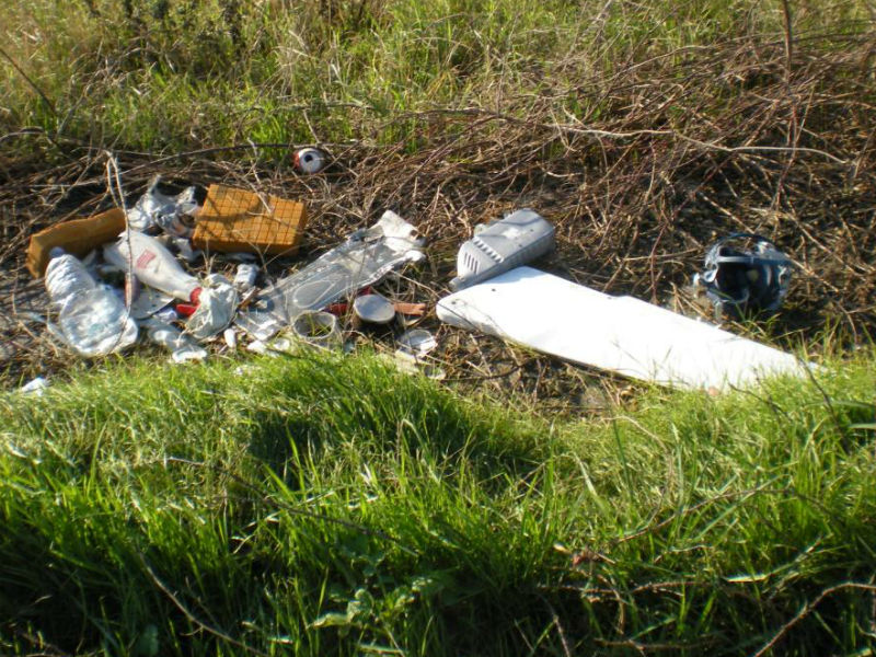 Rifiuti abbandonati lungo la strada a Trecastelli